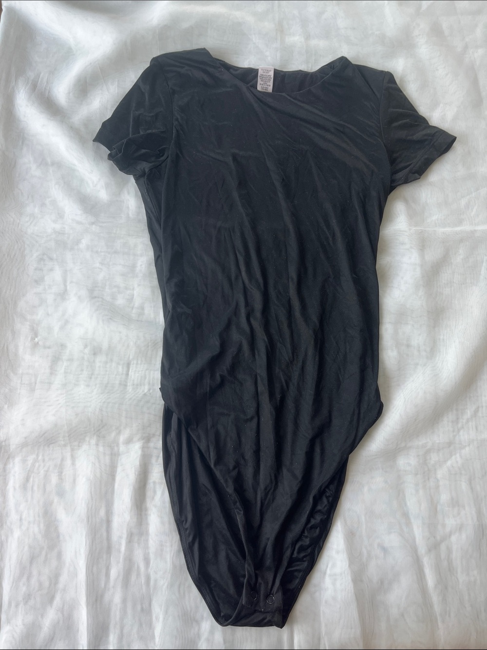 Victoria's Secret Black Short-Sleeve Snap Bodysuit